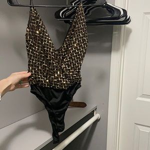 Women’s Gold and Black Bodysuit